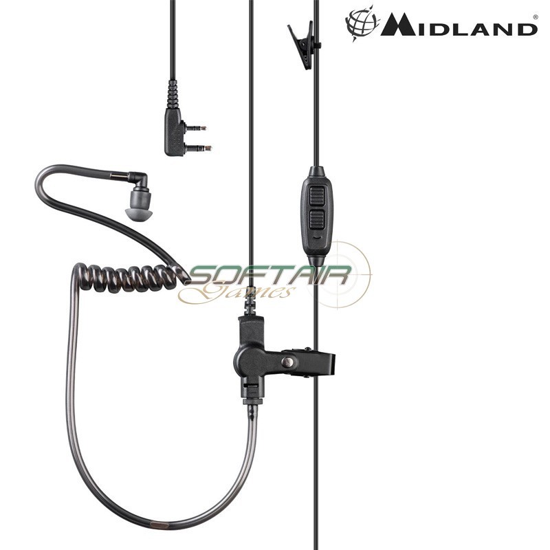 Auricolare/microfono MA31-LK Doppio PTT per Kenwood Modello Pneumatico Midland (c1695)