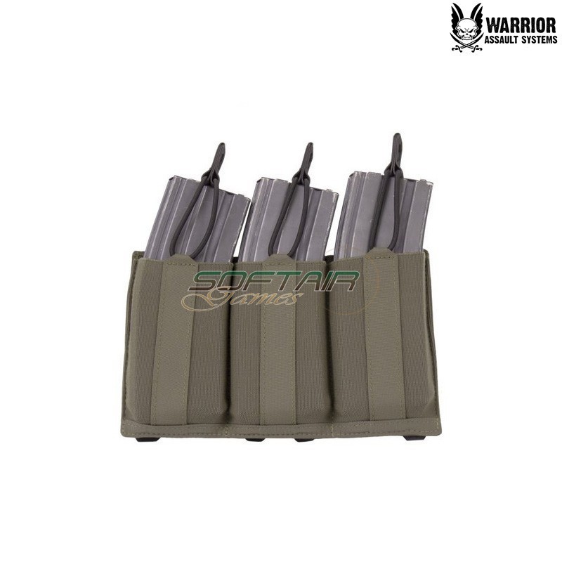 Laser Cut Triple Low Profile Magazine Pouch RANGER GREEN Warrior Assault Systems® (W-LC-TB-LPE-556P-RG)