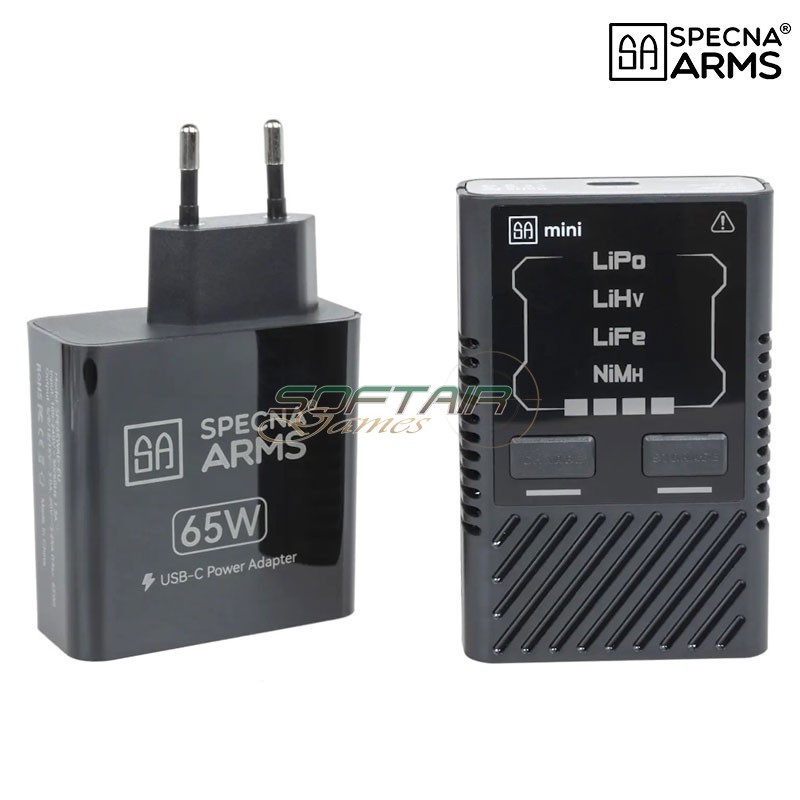 Caricabatterie Mini Li-Po/Li-Fe/Ni-MH USB-C con Alimentatore 65W Specna Arms (SPE-07-043798)
