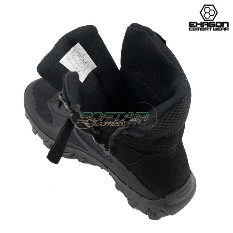 Tactical Boots BLACK Leather and Oxford Fabric Exagon (EX-BTB)