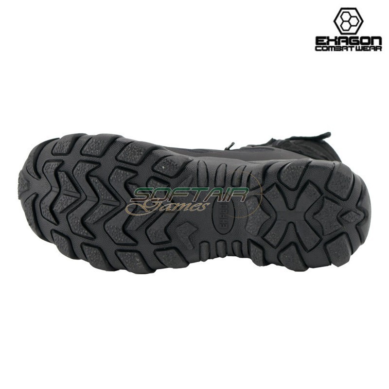 Tactical Boots BLACK Leather and Oxford Fabric Exagon (EX-BTB)