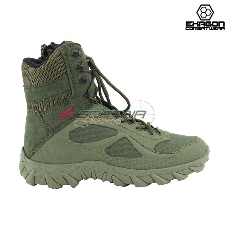 Tactical Boots GREEN Leather and Oxford Fabric Exagon (EX-BTG)