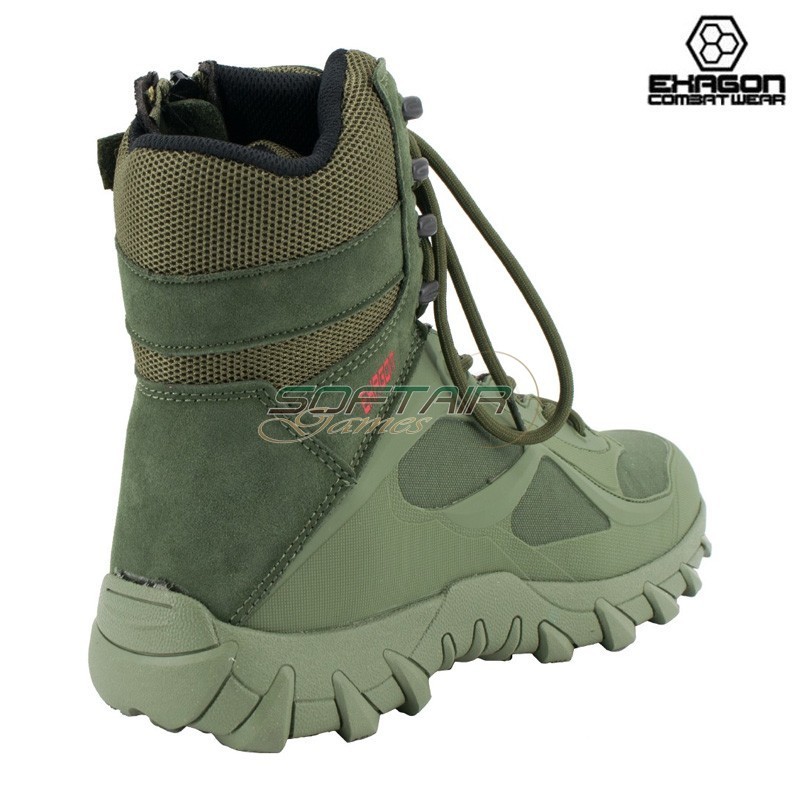 Tactical Boots GREEN Leather and Oxford Fabric Exagon (EX-BTG)