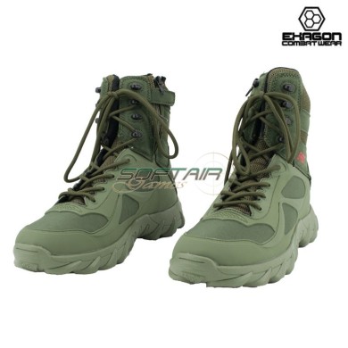 Tactical Boots GREEN Leather and Oxford Fabric Exagon (EX-BTG)