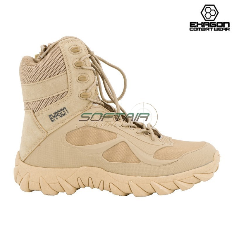 Tactical Boots TAN Leather and Oxford Fabric Exagon (EX-BTT)