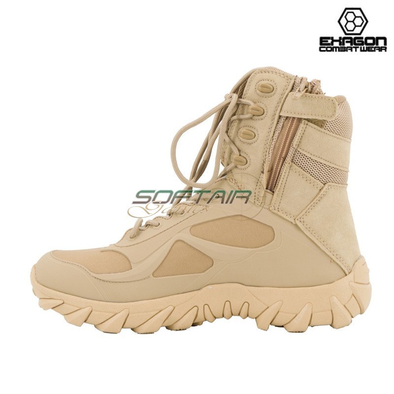 Tactical Boots TAN Leather and Oxford Fabric Exagon (EX-BTT)