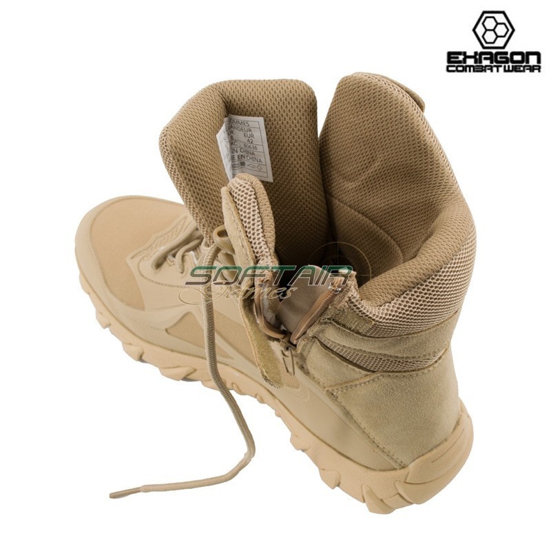 Tactical Boots TAN Leather and Oxford Fabric Exagon (EX-BTT)