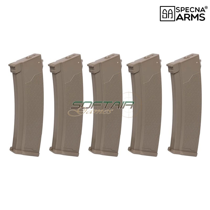 Specna Arms Set 5x Caricatori Mid-Cap S-MAG 175 Colpi per Serie J Tan (SPE-05-032795)
