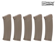 Specna Arms Set 5x Caricatori Mid-Cap S-MAG 175 Colpi per Serie J Tan (SPE-05-032795)