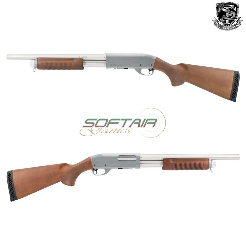 ST870 Pump Action Shotgun Real Wood Silver S&T (S&TM870SV)