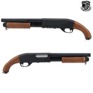 ST870 Short Pump Action Shotgun Real Wood Black S&T (S&TM870SB)