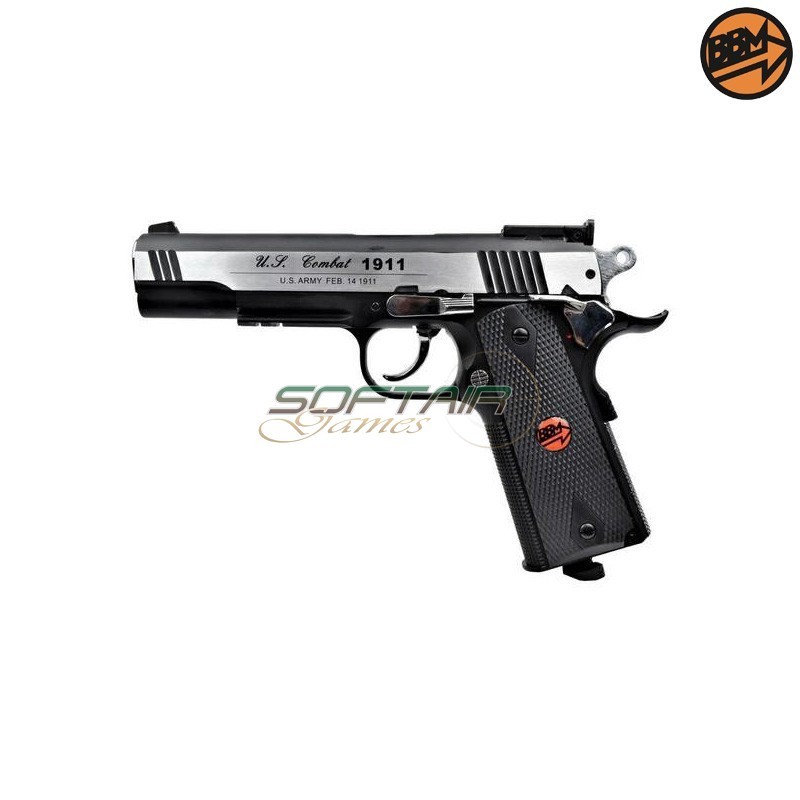 CO2 Semi-Blowback Pistol 4.5mm Caliber Silver C.N.816 U.S. COMBAT Bruni (BR-601MS)