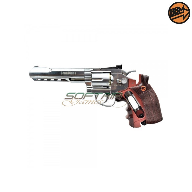 Revolver 6" Co2 Calibro 4.5mm Full Metal Argento C.N.821 Bruni (BR-702S)