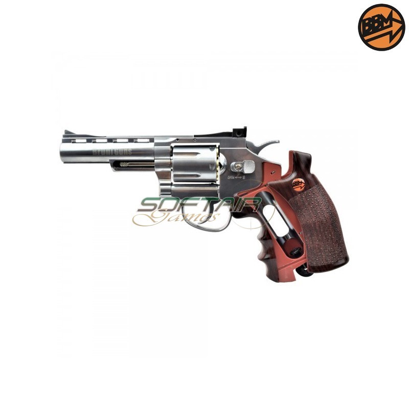 Revolver 4" Co2 Caliber 4.5mm Full Metal Silver C.N.820 Bruni (BR-701S)
