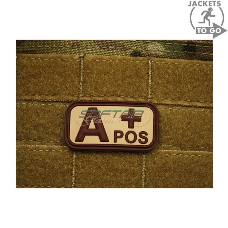 Patch 3d Pvc Blood Type A+ Desert Jacket To Go (jtg-apos-de)