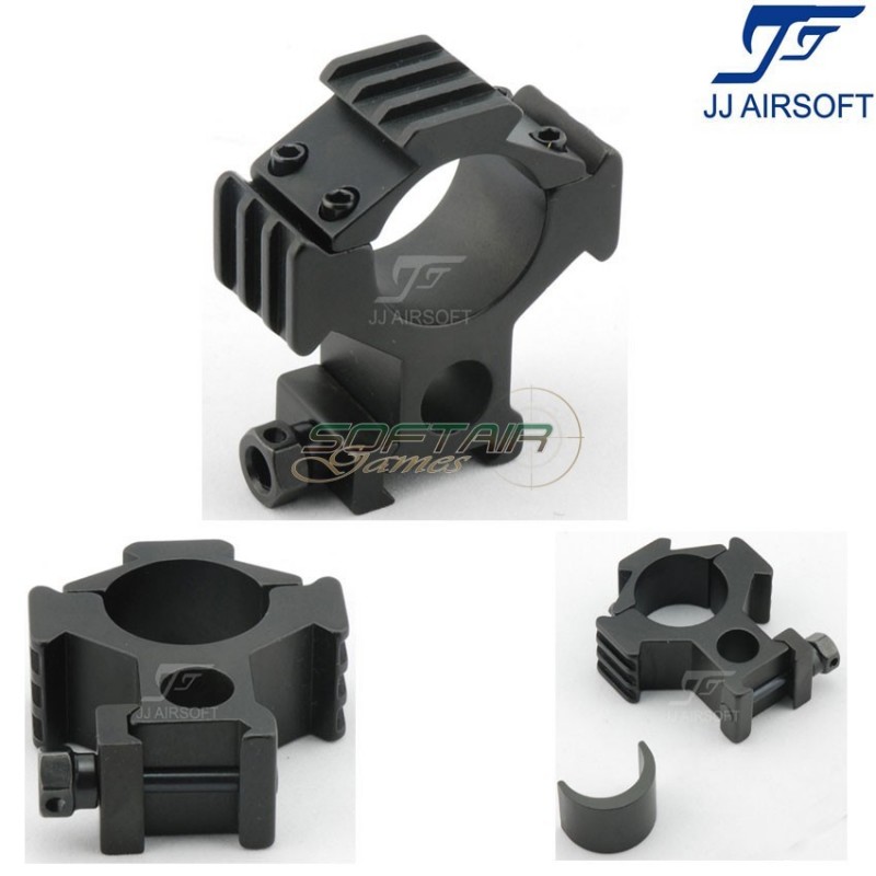 Scope/dot Ring Mount With Rail Black Jj Airsoft (ja-1715-bk)