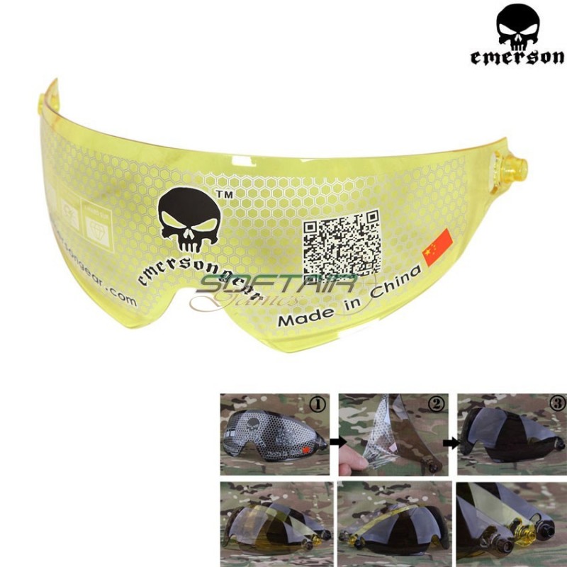 Spare Eyewear/lens Yellow Helmets Emerson (em-lenteyl)