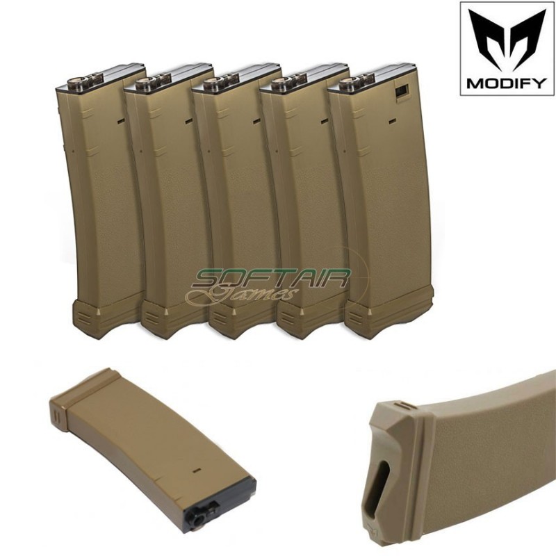 Set 5 Mid-cap Xtc M4 Magazines 190bb Tan Modify (mod-xtc-190-tan)