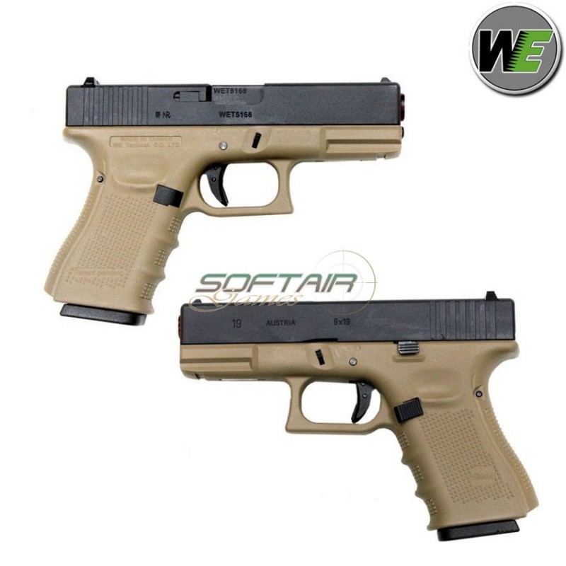 Gas Pistol G19 Gen4 Tan Blowback We (we-we00212/wg03bt)