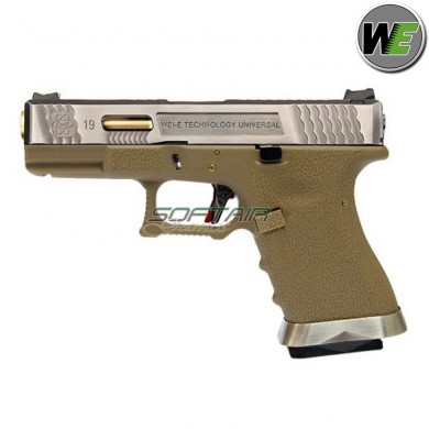 Gas Pistol G19 E Force Tan Blowback Silver/gold We (we-1152-tan)