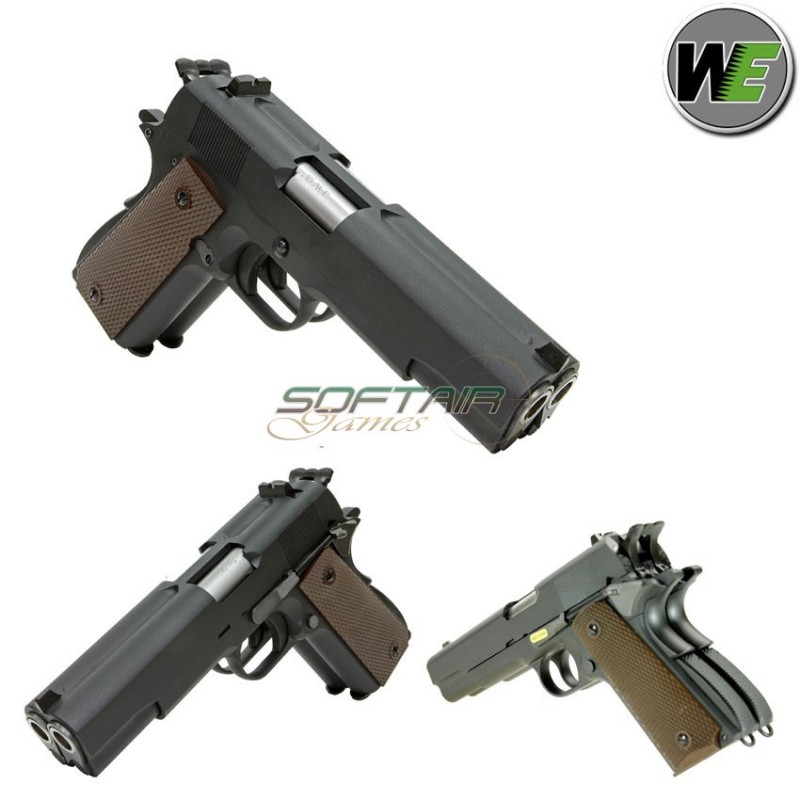 Gas Pistol Dual Barrel 1911 Black Blowback We (we-1198-bk)