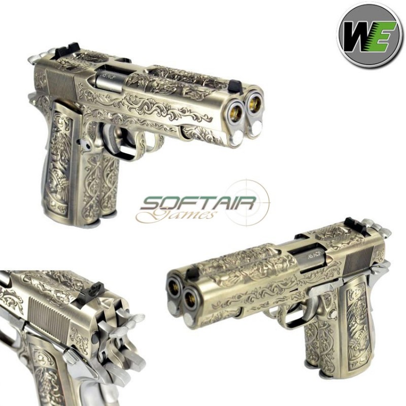 Pistola A Gas Dual Barrel 1911 Floral Design Scarrellante We (we-1200-fd)