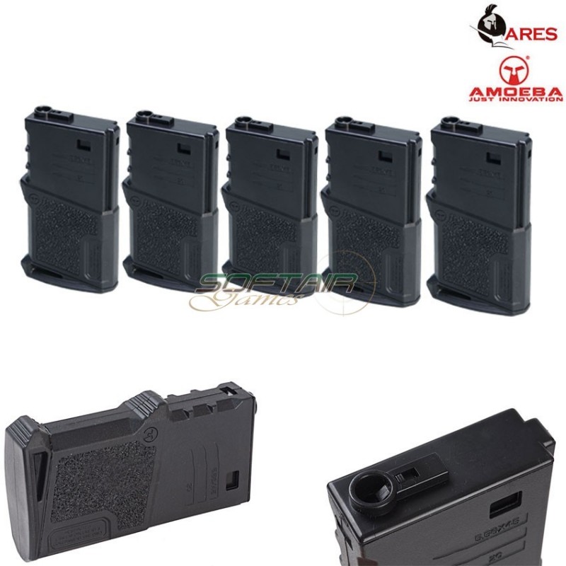 Set 5 Caricatori Monofilari 120bb Short M4 Black Ares Amoeba (ar-caram120b-set)