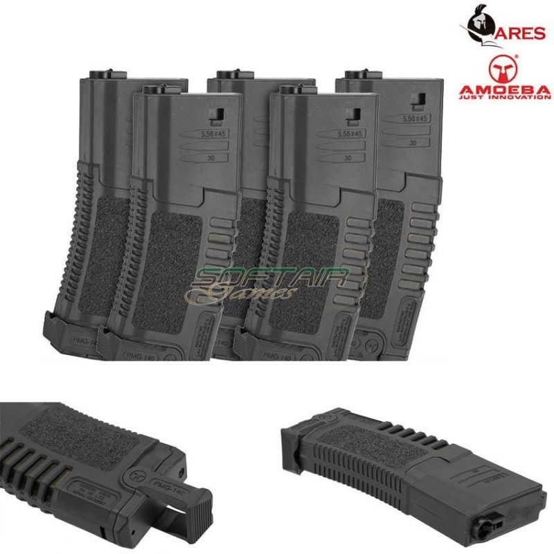 Set 5 Caricatori Monofilari 140bb M4 Black Ares Amoeba (ar-caram140b-set)