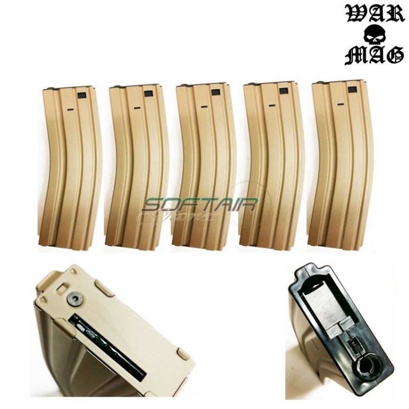 Set 5 Hi-cap Magazines M4 450bb Tan Warmag (wm-23set-tan) Set 5 Hi-cap Magazines M4 450bb Tan Warmag (wm-23set-tan)