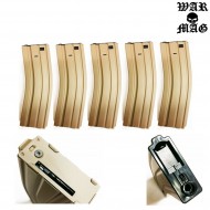 Set 5 Hi-cap Magazines M4 450bb Tan Warmag (wm-23set-tan) Set 5 Hi-cap Magazines M4 450bb Tan Warmag (wm-23set-tan)