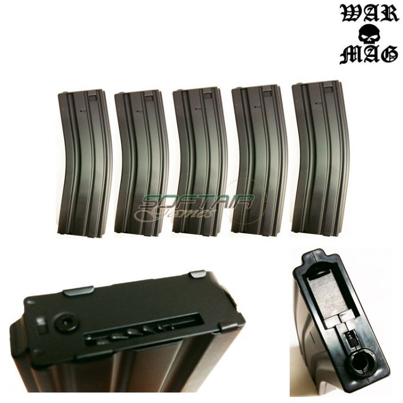 Set 5 Hi-cap Magazines M4 450bb Black Warmag (wm-24set-bk)
