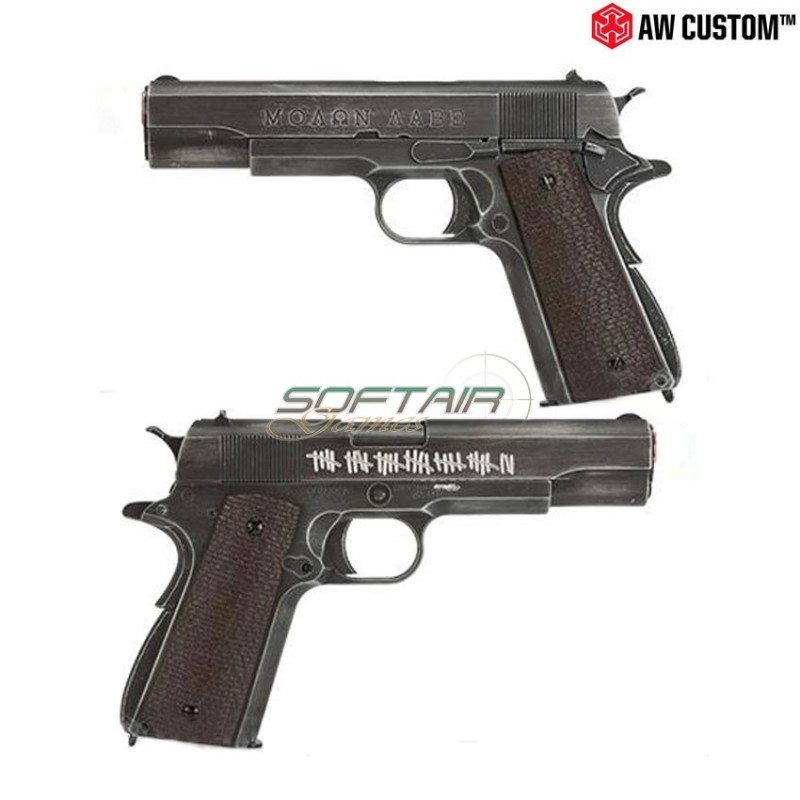 Gas Pistol "μολων Λαβε" 1911 Blowback Brown Grip Armorer Works (AW-NE2002)
