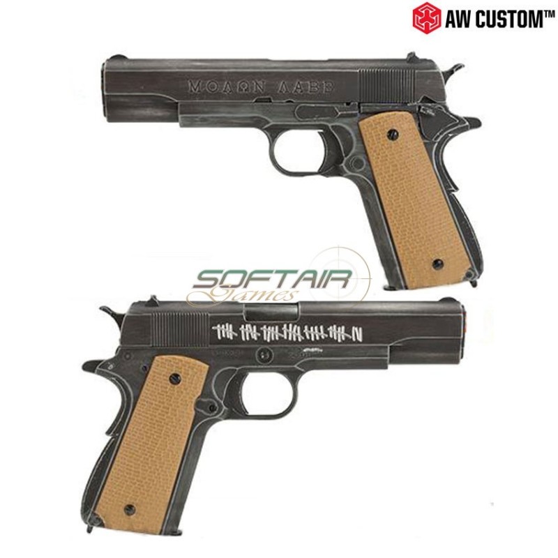 Gas Pistol "μολων Λαβε" 1911 Blowback Tan Grip Armorer Works (AW-NE2002)