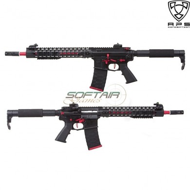 Electric Rifle "frogen Match" Fmr Mod1 Keymod Blowback Black & Red (aps-aeg-asr115x)