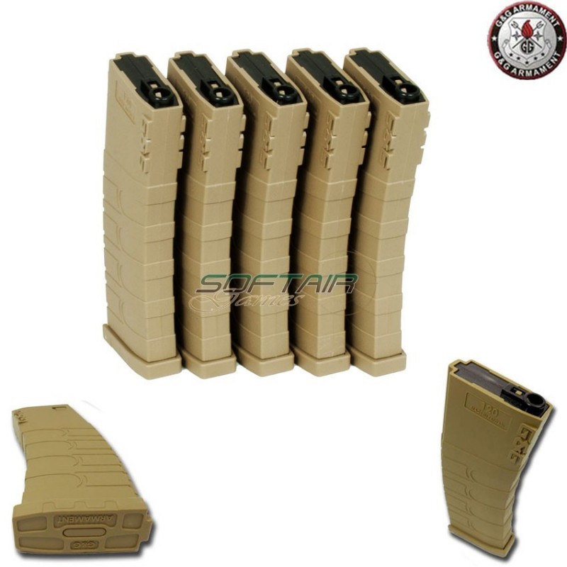 Set 5 Mid-cap Magazine 120bb M4 Tan G&g (gg-08125-tan-set)