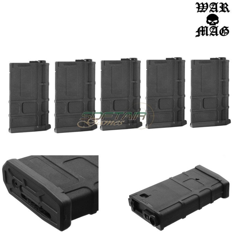 Set 5 Caricatori Maggiorati Short M4 Style 190bb Black Warmag (wm-28set-bk)
