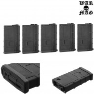 Set 5 Caricatori Maggiorati Short M4 Style 190bb Black Warmag (wm-28set-bk)