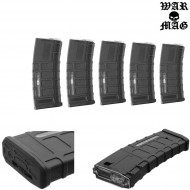 Set 5 Hi-cap Magazines M4 Style 350bb Black Warmag (wm-26set-bk)