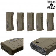 Set 5 Hi-cap Magazines M4 Style 350bb Tan Warmag (wm-27set-tan) Set 5 Hi-cap Magazines M4 Style 350bb Tan Warmag (wm-27set-tan)