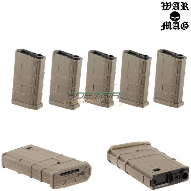 Set 5 Caricatori Maggiorati Short M4 Style 190bb Tan Warmag (wm-29set-tan)