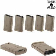 Set 5 Hi-cap Magazines Short M4 Style 190bb Tan Warmag (wm-29set-tan)